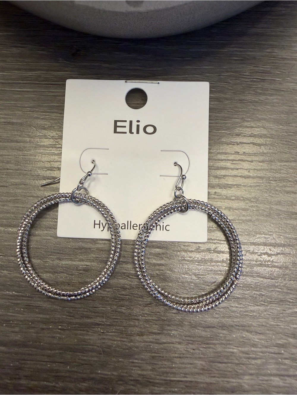 New Boutique Triple Hoop Silver Tone Earrings